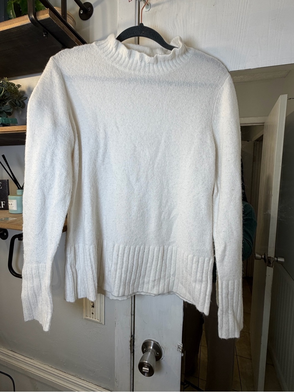 LOFT White Mock Neck Cozy Knit Sweater